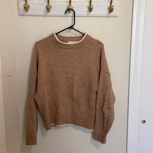 H&M Small Cream Mock Neck Sweater with white trim
